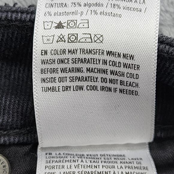 American Eagle Jeans Womens 000 Black High Rise Mom Distressed Tapered Stretch - Picture 9 of 14